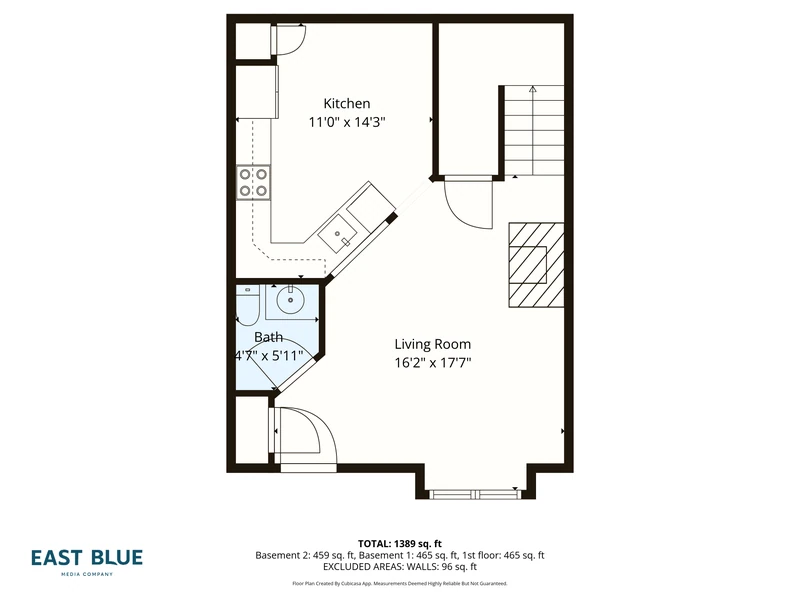 2D floor plan of a main level with room dimensions
