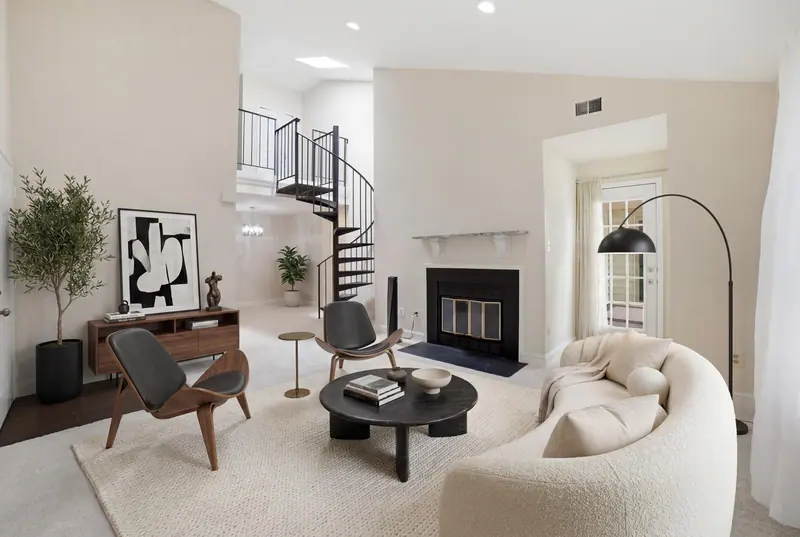 Living room after virtual staging, Alexandria, VA