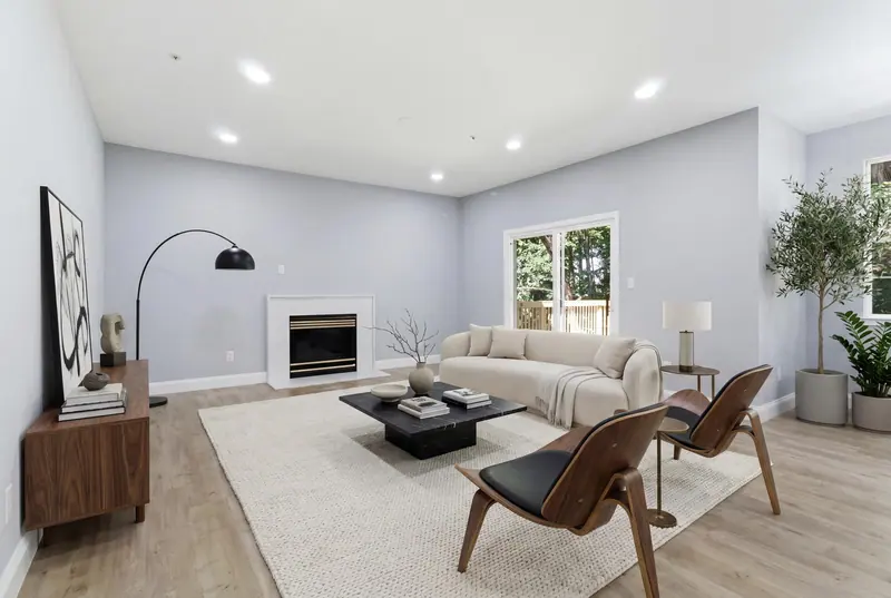 Living room after virtual staging, Springdale, MD