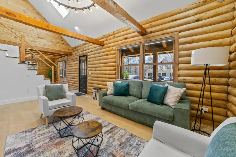 Log cabin living room in Lusby, MD