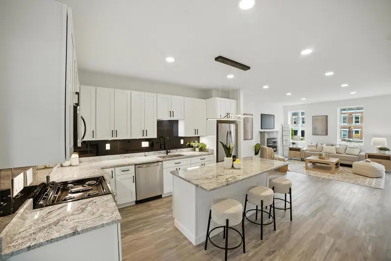Rowhome kitchen with island in Baltimore, MD