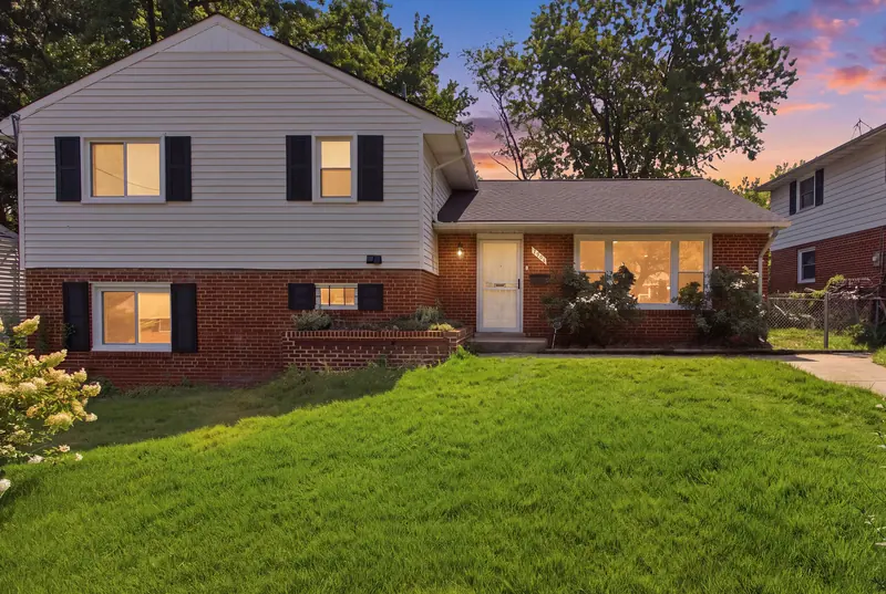Split-level home at twilight in New Carrollton, MD