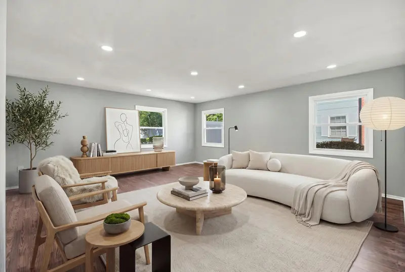 Living room after virtual staging in Bowie, MD