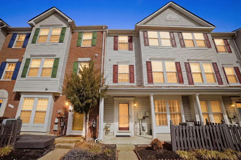 Townhomes at twilight in Lorton, VA